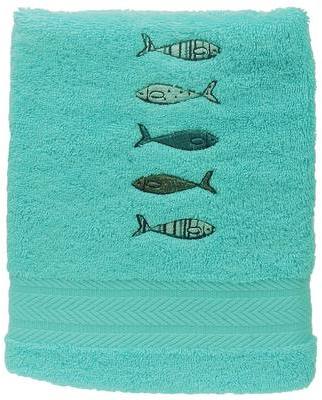 Drap de Douche 70x140cm Brodée OCEANIABleu Turquoi