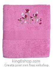 Serviette de bain vieux rose Fleurs
