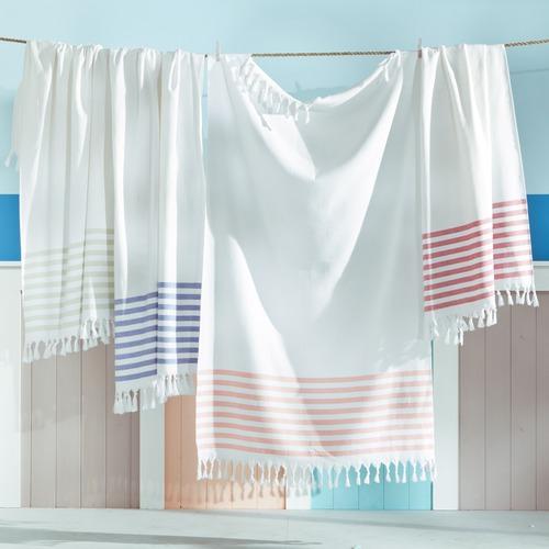Drap De Plage Coton Ou Fouta Hammam à Rayures 360g