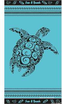 Serviette de plage jacquard Tortue bleu 90X170 cm Serviette de plage jacquard