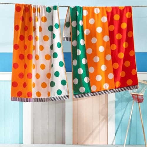 Drap De Bain Ou De Plage Velours Pois Et Rayures 4