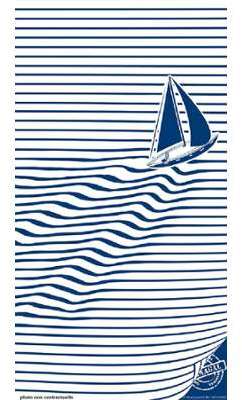 Serviette de plage jacquard Petit navire 95X175 cm