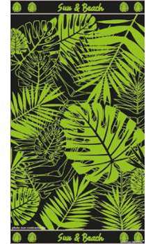 Serviette de plage jacquard Tropical vert 90X170 cm Serviette de plage jacquard