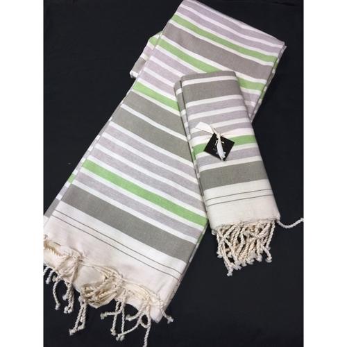 Fouta rayée vert et gris