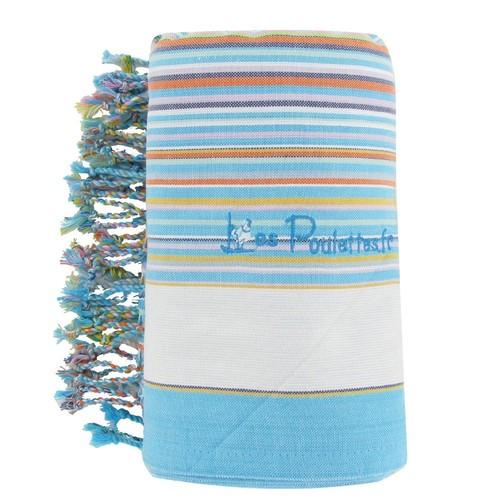 Kikoy Serviette Plage Coton Eponge Couleur Rayé Bl