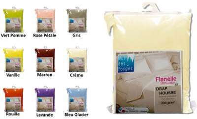 Drap housse caen flanelle unie 100 % coton 120x190