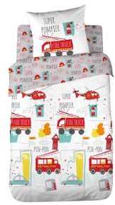 Drap housse 100 coton pompier pin pon gris 90x200cm Drap housse 100 coton pompier