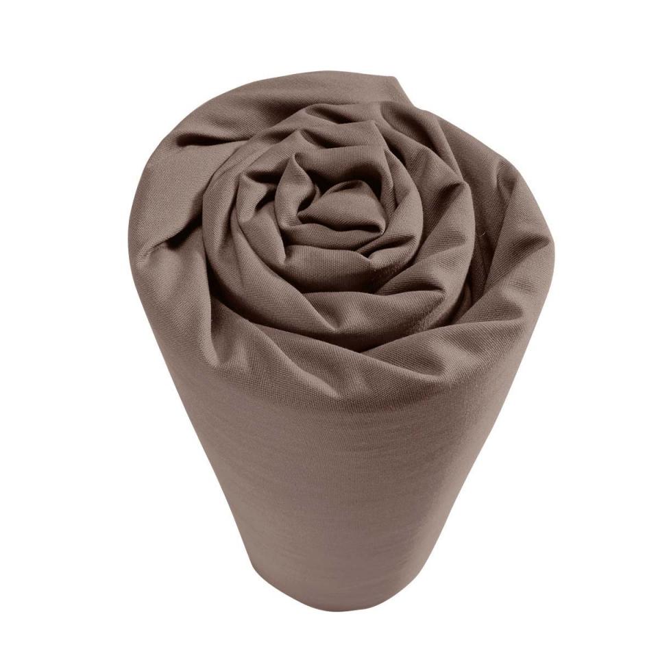 Drap housse Polycoton Taupe Uni 140 x 190 cm