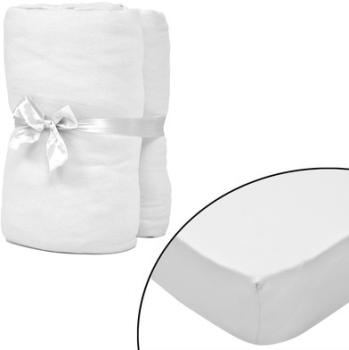 VidaXL 2 draps-housses blancs en coton jersey 90 x