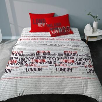 Drap housse ville World city rouge