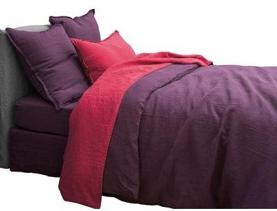 Drap plat Lin lavé 52 fils cm2 Rouge basque Reve De Drap plat Lin lavé 52 fils
