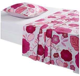 COULEURS PRIX Drap JOHANA pur coton imp fleurs rose COULEURS PRIX Drap JOHANA