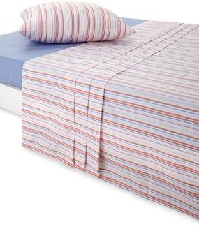 COULEURS & PRIX Drap PALMYRE pur coton rayure cora