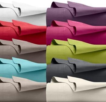 Drap plat Coton Rose Uni 180 x 290 cm
