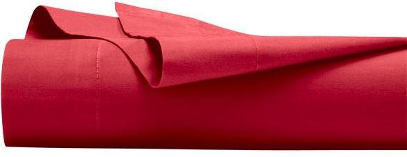 Drap plat Percale de coton 80 fils Rouge Uni 180 x Drap plat Percale de coton