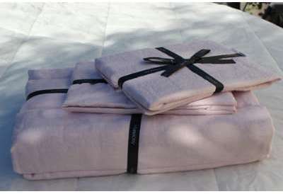 Harmony - Drap plat en lin lave Viti rose Poudre - Harmony - Drap plat en lin