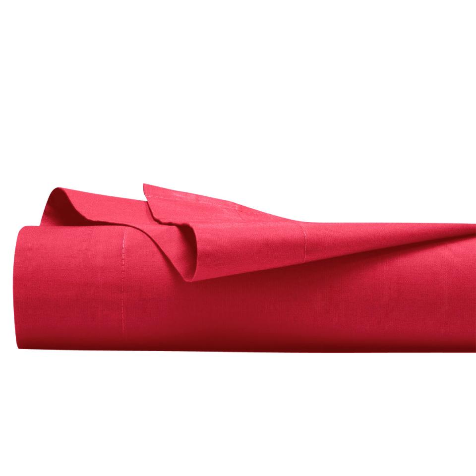 Drap plat Polycoton Rouge Uni 240 x 300 cm