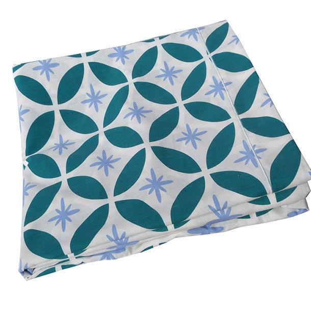 Drap lit 2 personnes-Bleu-Coton bio ( 240x300 cm )