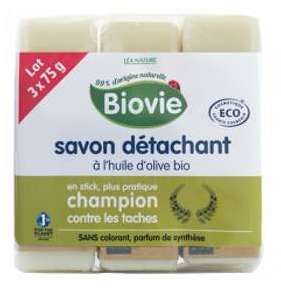 BIOVIE Savon Détachant à L Huile d Olive - 3 x 75 g BIOVIE Savon Détachant à L
