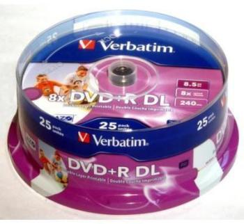 Verbatim DVD R 8 5Go 8x double couche AZO 43667 imprimable Verbatim DVD R 8 5Go 8x double
