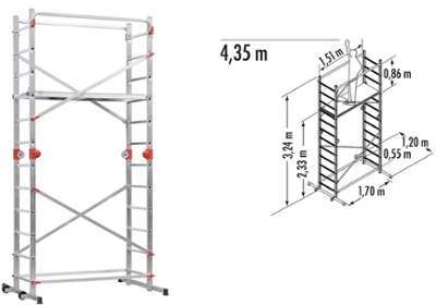 Hailo - Echafaudage multifonction haut trav 4.4m C
