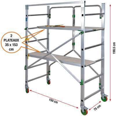 Echafaudage dinterieur: 2.87m haut. travail max -