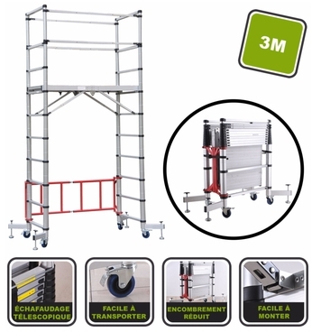 Echafaudage roulant télescopique 3M Silex® montage