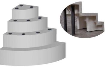 Escalier dangle droit sous liner : 4 marches de 2