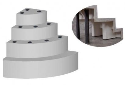 Escalier 1/4 cercle sous liner : 4 marches : diam