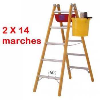Echelle double face aluminium et bois 4412E Echelle double face aluminium