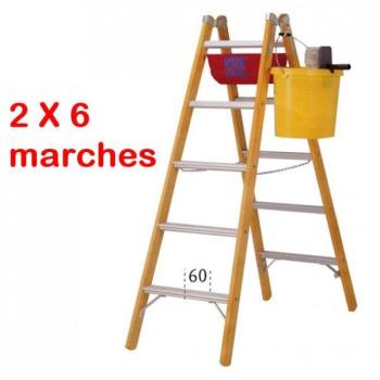 Echelle double face aluminium et bois 3812E Echelle double face aluminium