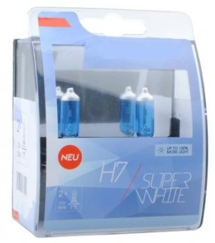 2 ampoules SUPERWHITE H7 12V 55W ultra blanc effet