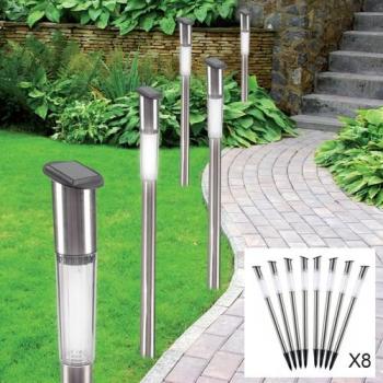 Borne solaire tube X8 70 cm lampe inox éclairage extérieur Borne solaire tube X8 70 cm