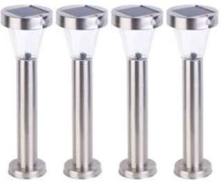 4 Lanternes de jardin solaires Silva en acier inoxydable 4 Lanternes de jardin solaires