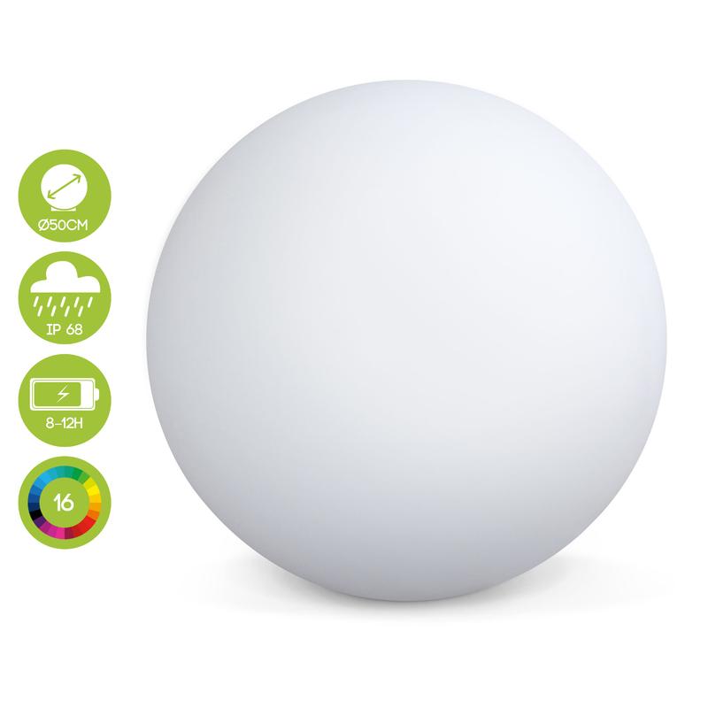 Boule lumineuse LED Ø 50cm 16 couleurs étanche rec