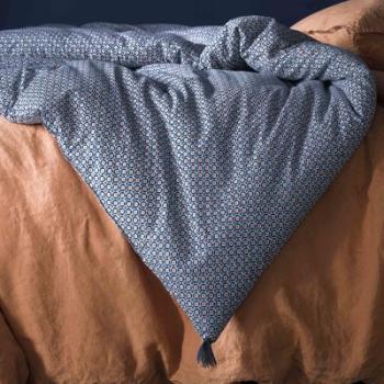 Édredon Coton bleu nuit orage ocre orange KALEIDOS