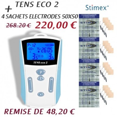 Tens eco 2 anti douleur avec 4 sachets électrodes