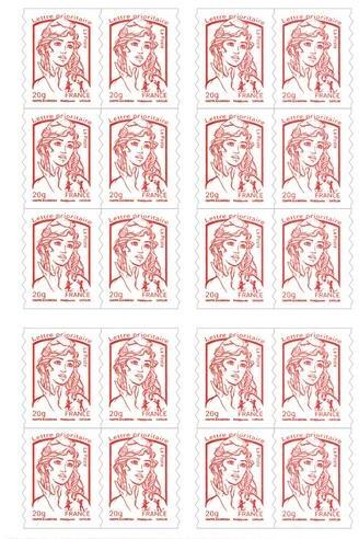5 carnets de 20 timbres postaux autocollants Marianne 5 carnets de 20 timbres postaux