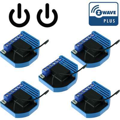 Pack de 5 modules 2 relais Z-Wave Plus encastrable