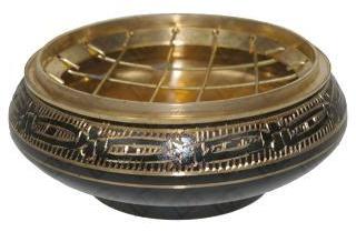 Brûle encens Coupe laiton noir et doré