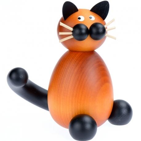 Statuette chat en bois assis, 12 cm