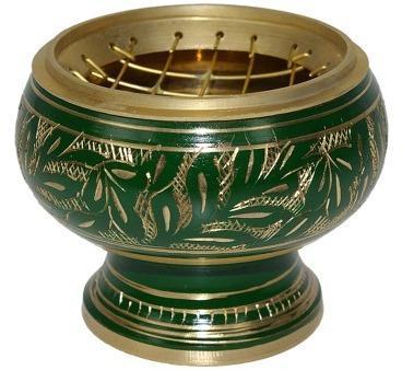 Brûle encens incrustation Or et Vert