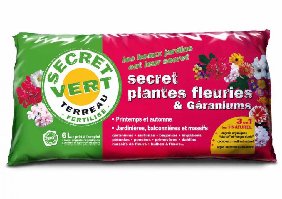 Terreau pour plantes fleuries et géraniums 1 8kg Terreau pour plantes fleuries
