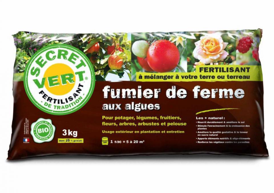 Terreau de fumier fermier avec algues fertilisant 3kg Terreau de fumier fermier