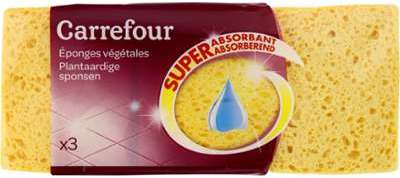 Eponges végétales super absorbant Carrefour - le paquet Eponges végétales super absorbant