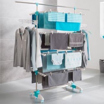 Séchoir à linge 4 niveaux réglables + barre télesc