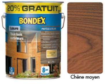 Lasure BONDEX 8 ans teinte chêne moyen 5L et 20 gratuit Lasure BONDEX 8 ans teinte