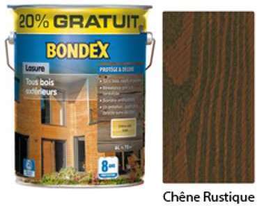 Lasure BONDEX 8 ans teinte chêne rustique 5L et 20 Lasure BONDEX 8 ans teinte