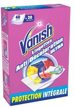 Lingettes anti décoloration Vanish - la boite de 20 Lingettes anti décoloration