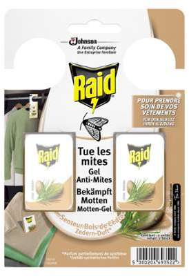 Anti-mites gel Bois de Cèdre Raid - les 2 plaquettes Anti-mites gel Bois de Cèdre